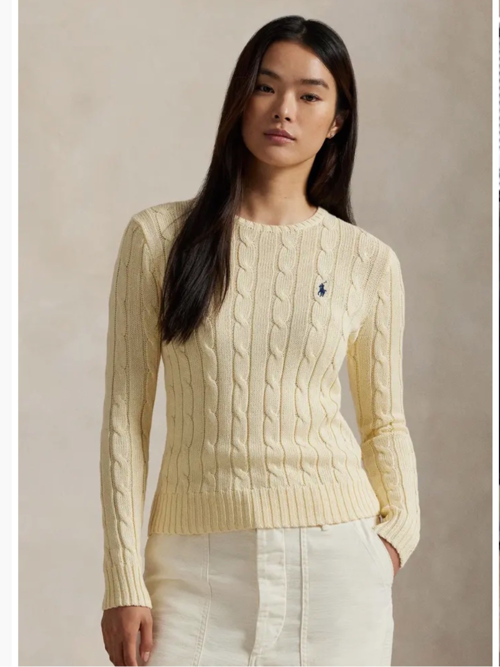 NWT Polo Ralph Lauren Julianna Cotton Cable Knit Sweater - Cream